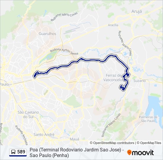 Mapa de 589 de autobús