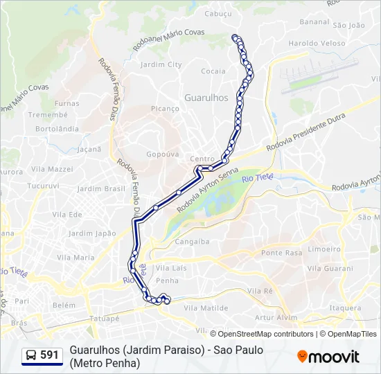 591 Bus Line Map