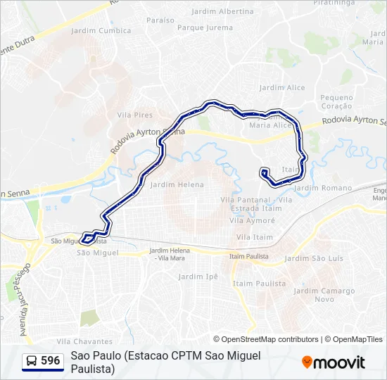 596 Bus Line Map