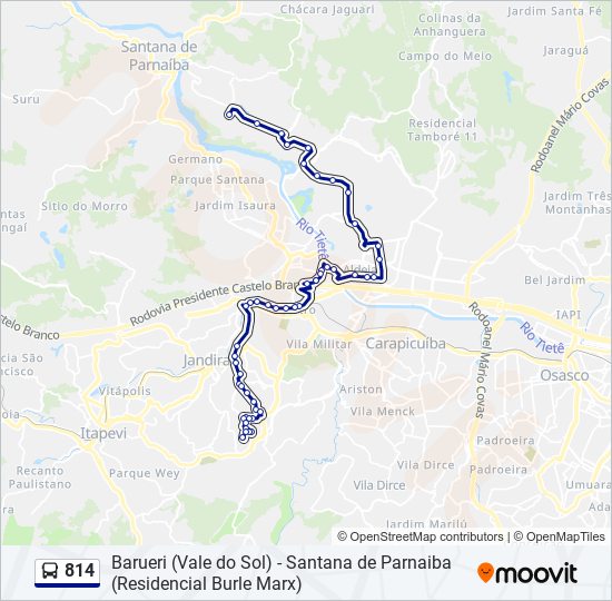 Mapa da linha 814 de ônibus