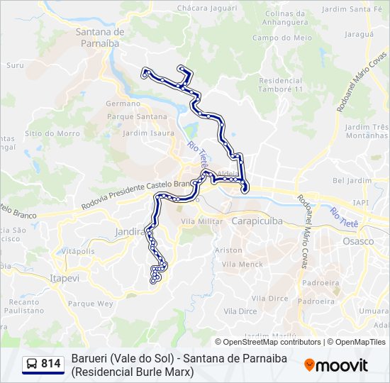 Mapa da linha 814 de ônibus
