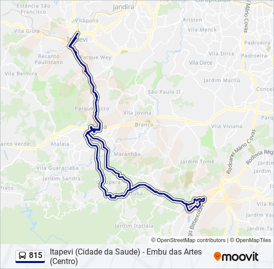 Mapa da linha 815 de ônibus