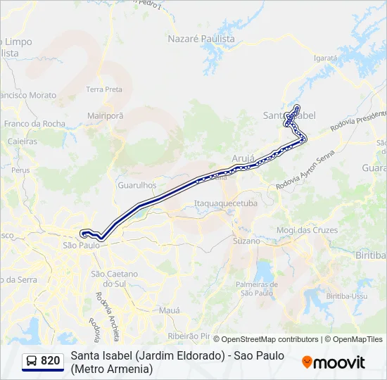 820 Bus Line Map