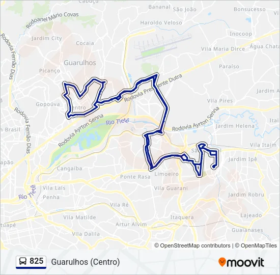 825 Bus Line Map
