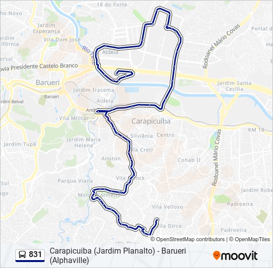 831 bus Line Map