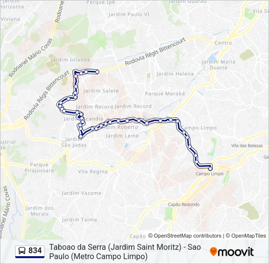 834 Bus Line Map