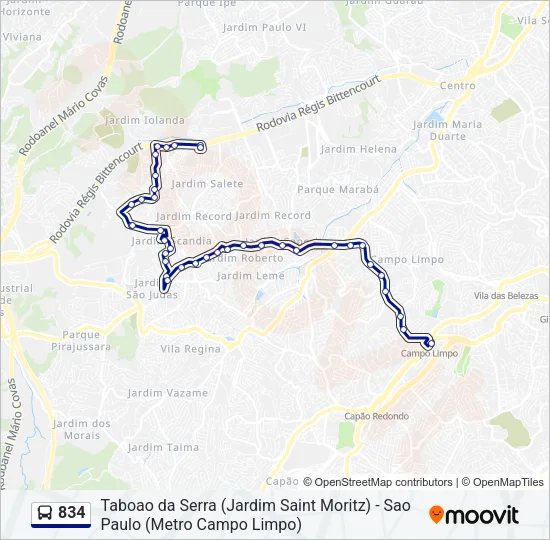 834 Bus Line Map