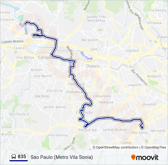 835 Bus Line Map