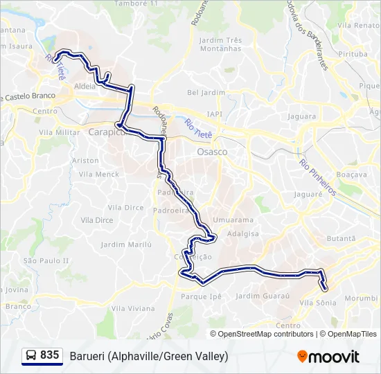 835 Bus Line Map