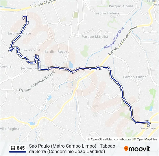 845 Bus Line Map