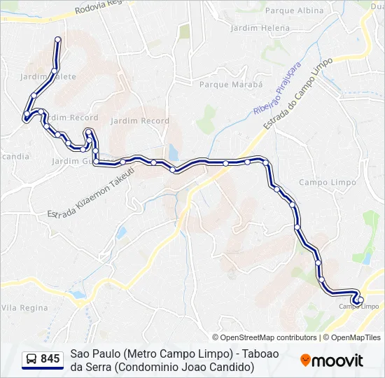 845 Bus Line Map
