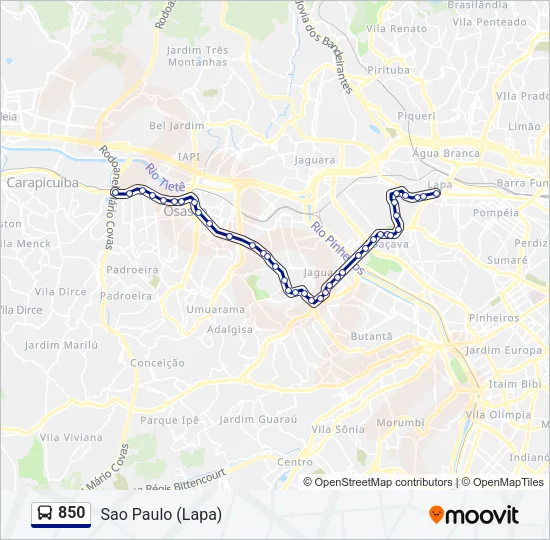 850 Bus Line Map