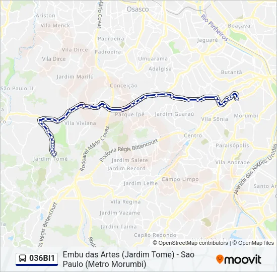 036BI1 Bus Line Map