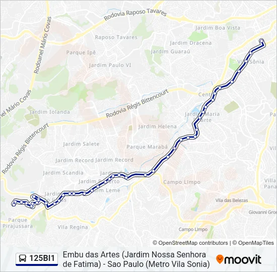 125BI1 Bus Line Map