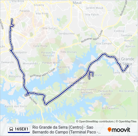 165EX1 Bus Line Map