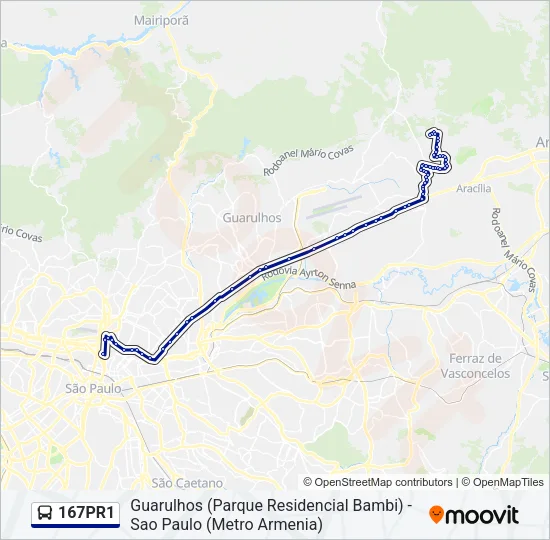 167PR1 Bus Line Map
