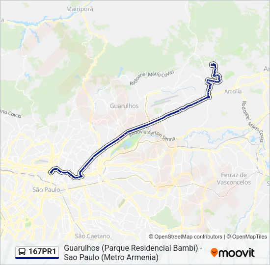 167PR1 Bus Line Map