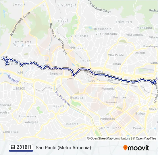 231BI1 Bus Line Map