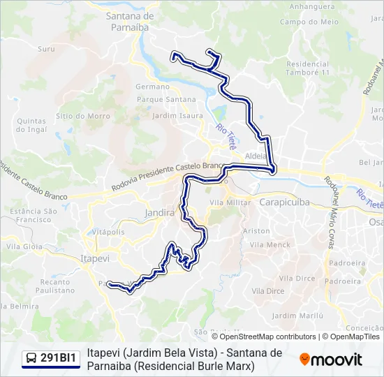 291BI1 Bus Line Map