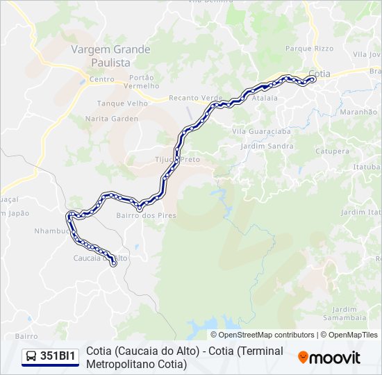 Mapa da linha 351BI1 de ônibus