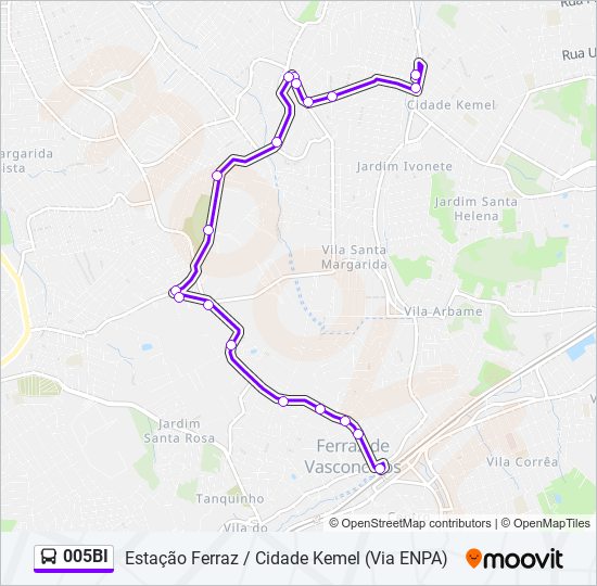 Mapa de 005BI de autobús