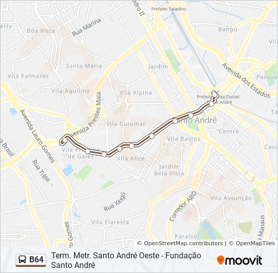 B64 Bus Route Map B64 Route: Schedules, Stops & Maps - Terminal Santo André (Updated)