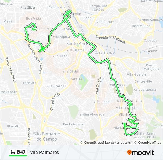 B47 Bus Route Map B47 Route: Schedules, Stops & Maps - Vila Palmares (Updated)