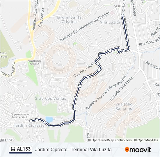 Mapa de AL133 de autobús
