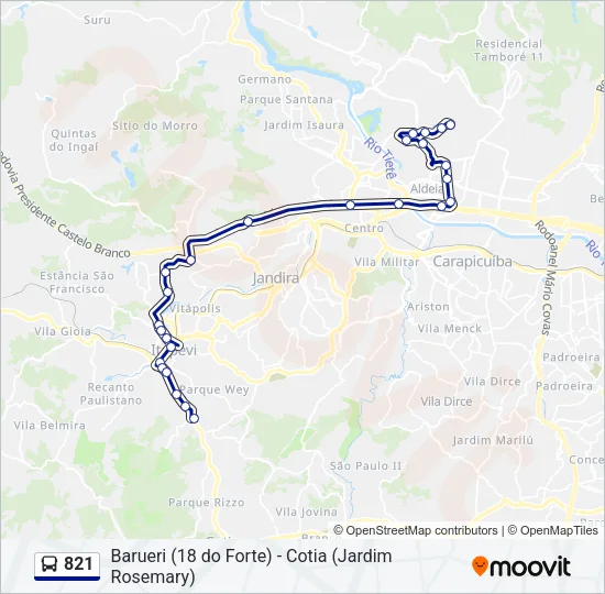 821 Bus Line Map