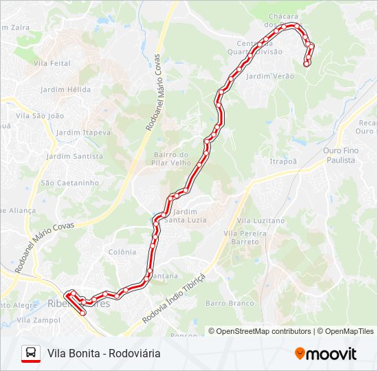 Mapa da linha 08 VILA BONITA de ônibus