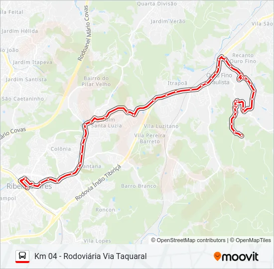 13 OURO FINO - KM 04 Bus Line Map