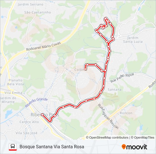 Mapa de 10 BOSQUE SANTANA - SANTA ROSA de autobús