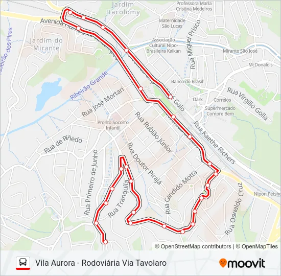 21 VILA AURORA - VILA TAVOLARO Bus Line Map