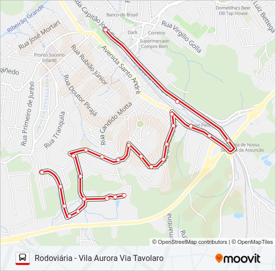 Mapa da linha 21 VILA AURORA - VILA TAVOLARO de ônibus