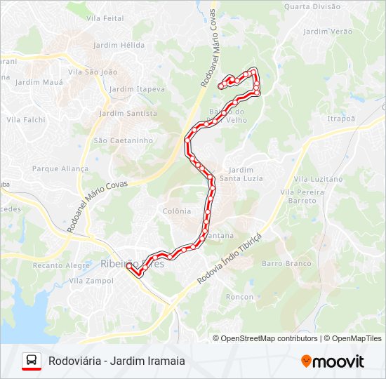 Mapa da linha 32 SANTA CLARA - JARDIM IRAMAIA de ônibus