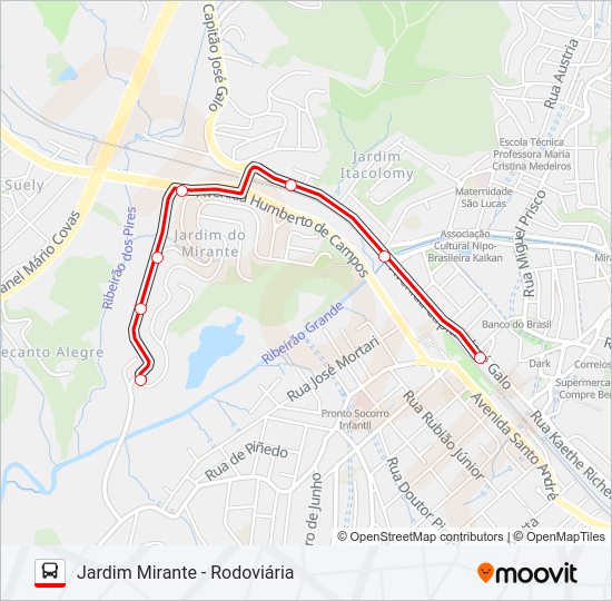 Mapa da linha 23 VILA MARQUESA - JARDIM MIRANTE de ônibus