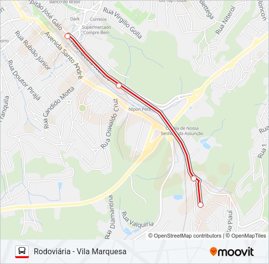 Mapa da linha 23 VILA MARQUESA - JARDIM MIRANTE de ônibus