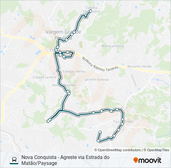 Mapa de NOVA CONQUISTA - AGRESTE VIA ESTRADA DO MATÃO/PAYSAGE de autobús
