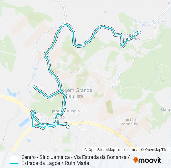 Mapa de CENTRO - SÍTIO JAMAICA - VIA ESTRADA DA BONANZA / ESTRADA DA LAGOA / RUTH MARIA de autobús