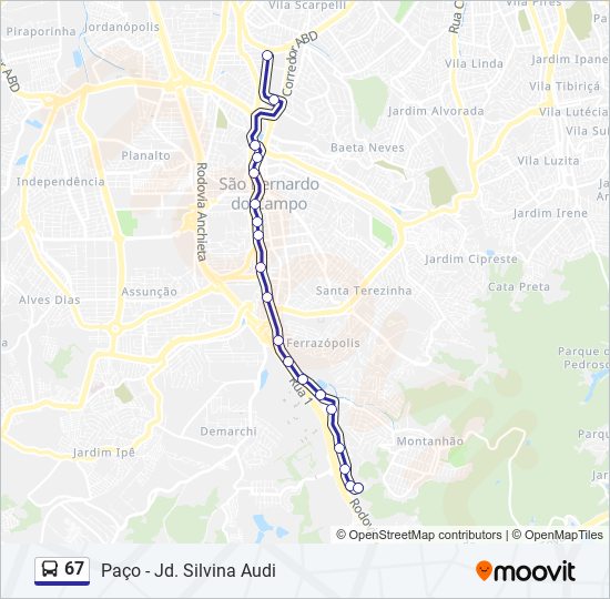 Mapa de 67 de autobús