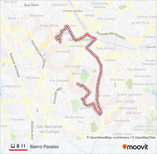 B 11 Bus Line Map