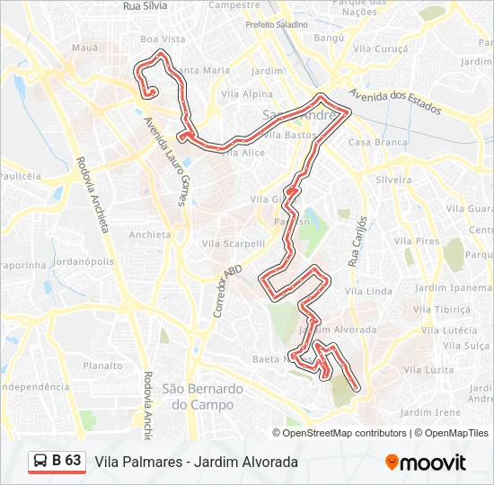 B 63 Bus Line Map