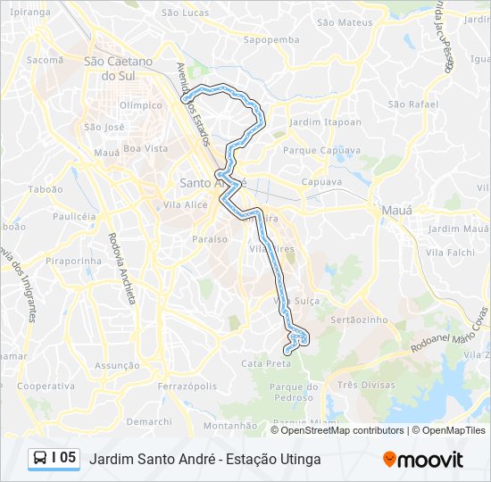 Mapa da linha I 05 de Bus