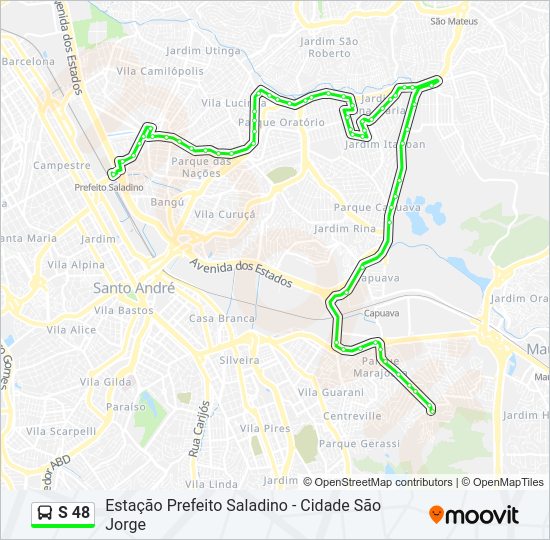 Mapa da linha S 48 de ônibus