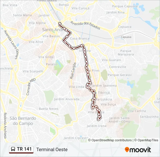 TR 141 Bus Line Map