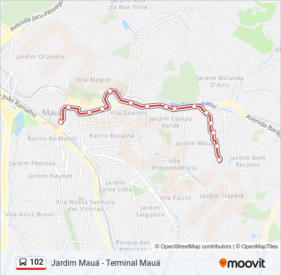 Mapa de 102 de autobús