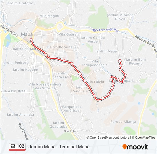 Mapa de 102 de autobús