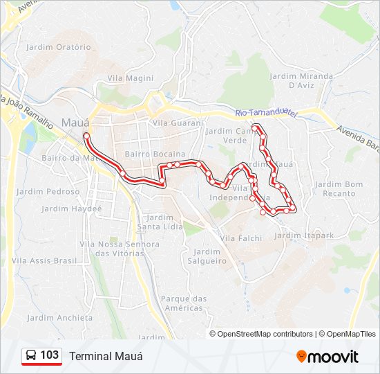 Mapa de 103 de autobús