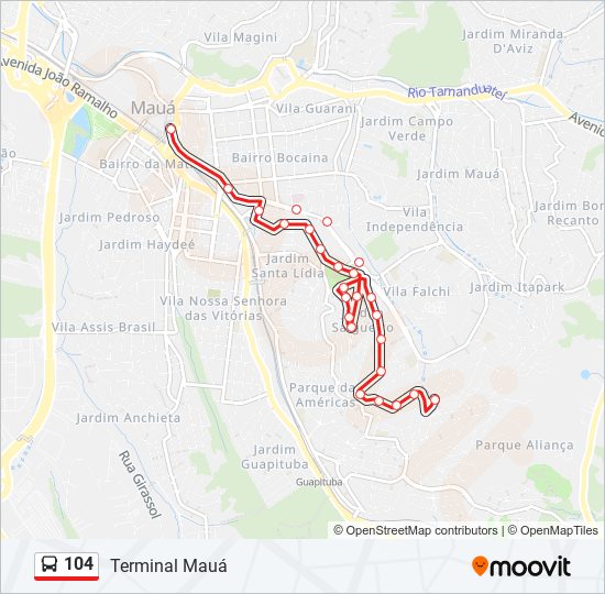 Mapa de 104 de autobús