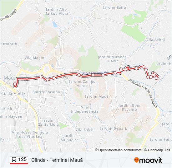 125 bus Line Map